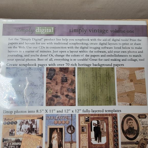PC Software Simply Vintage Volume One: Digital Scrapbooking Software - SEALED - Picture 3 of 4